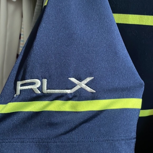 RLX polo navy with neon green stripes - Picture 2 of 4